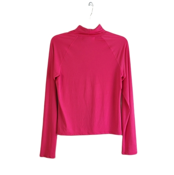 Project Social T Urban Outfitters Size Large Turtleneck Raglan Sleeve Neon Pink - Picture 2 of 7